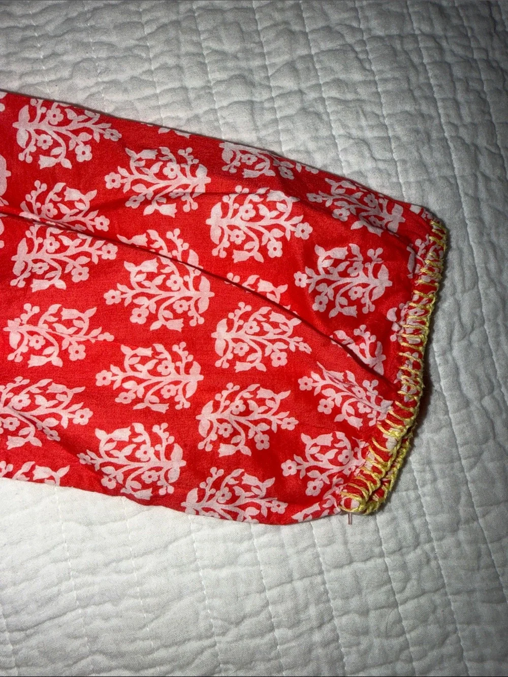 Red Printed Tunic Dress with White Floral Motif